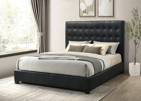 Medley Black Genuine Leather Eastern King Platform Bed from Coaster - Luna Furniture