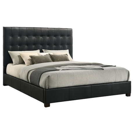 Medley Black Genuine Leather Eastern King Platform Bed from Coaster - Luna Furniture