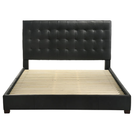 Medley Black Genuine Leather Eastern King Platform Bed from Coaster - Luna Furniture