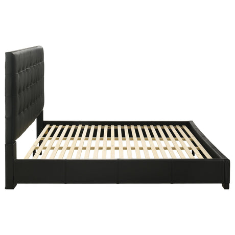 Medley Black Genuine Leather Eastern King Platform Bed from Coaster - Luna Furniture