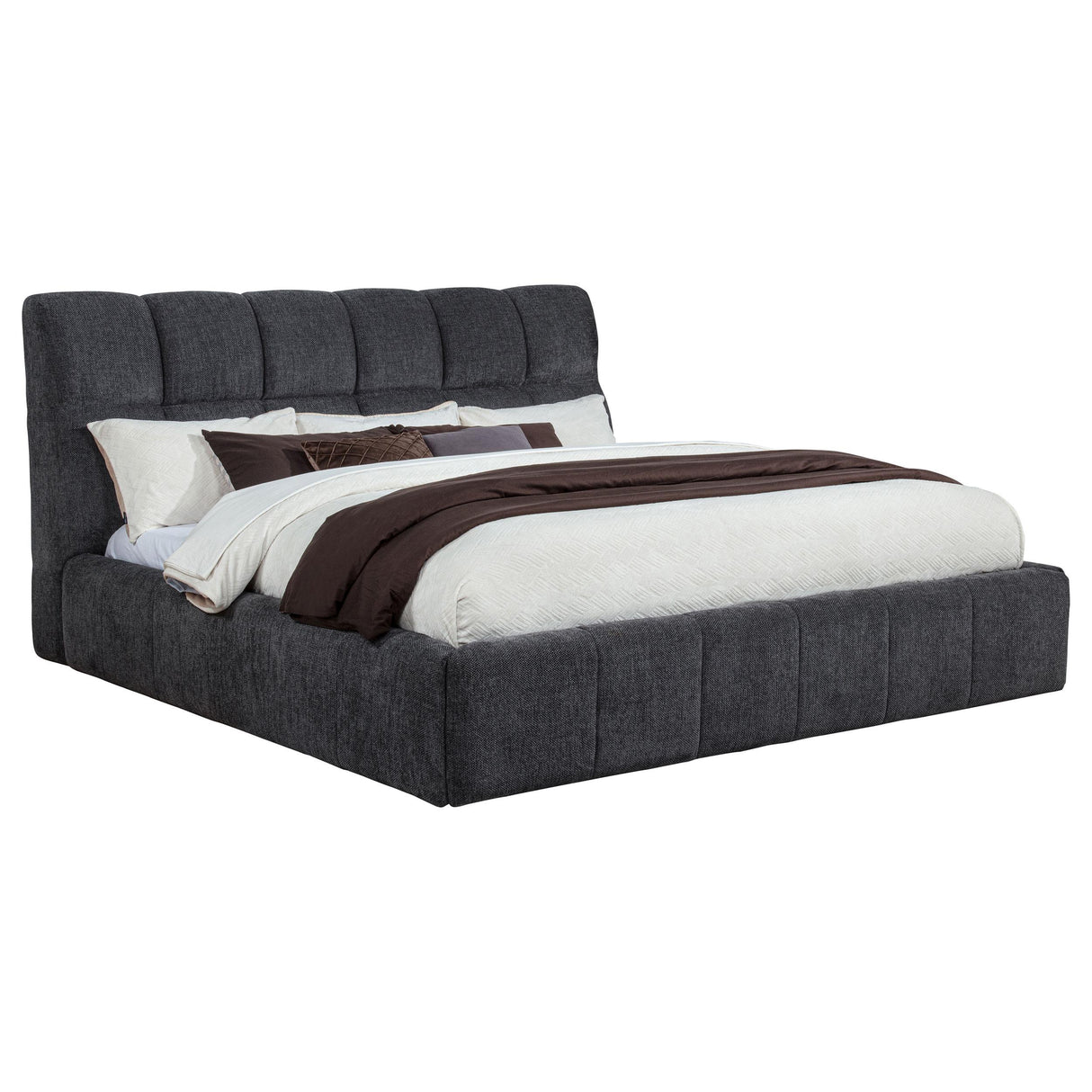 Nollet Gray 48-inch Upholstered Eastern King Platform Bed from Coaster - Luna Furniture