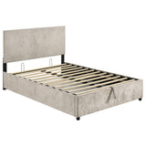 Reeves Beige Upholstered Lift-Top Storage Platform Full Bed from Coaster - Luna Furniture
