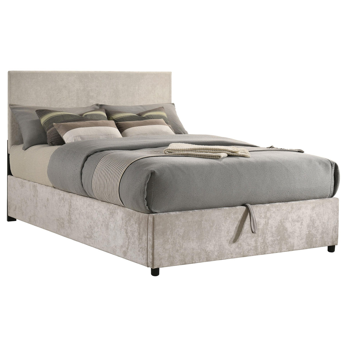 Reeves Beige Upholstered Lift-Top Storage Platform Full Bed from Coaster - Luna Furniture