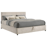 Reeves Beige Upholstered Eastern King Lift-Top Storage Platform Bed from Coaster - Luna Furniture
