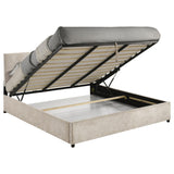 Reeves Beige Upholstered Eastern King Lift-Top Storage Platform Bed from Coaster - Luna Furniture