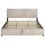 Reeves Beige Upholstered Eastern King Lift-Top Storage Platform Bed from Coaster - Luna Furniture
