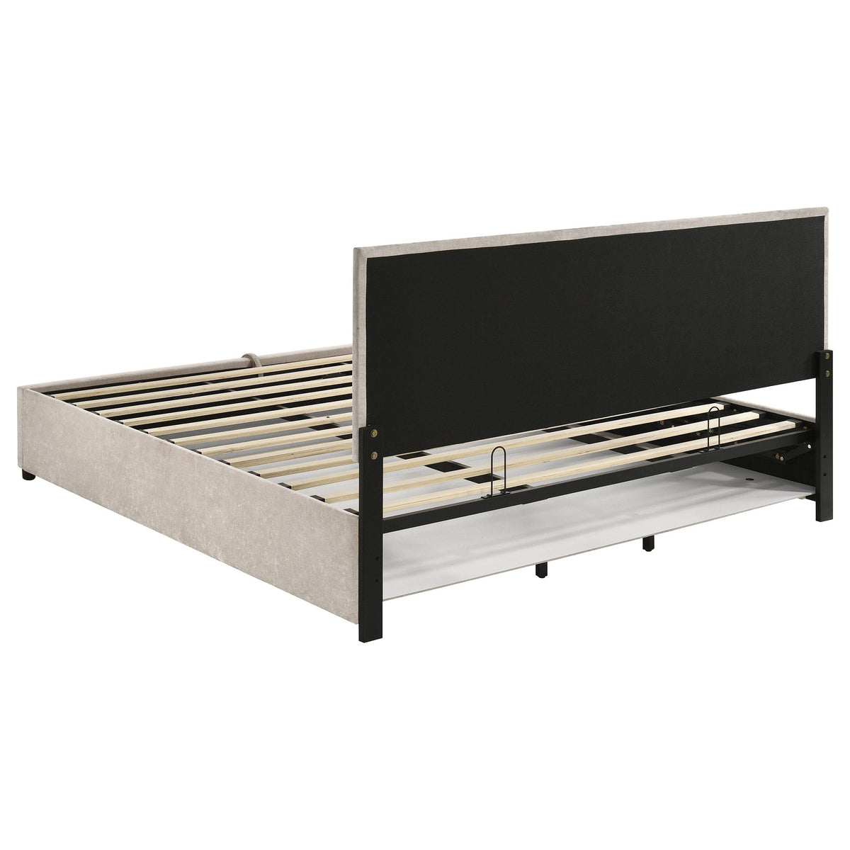 Reeves Beige Upholstered Eastern King Lift-Top Storage Platform Bed from Coaster - Luna Furniture