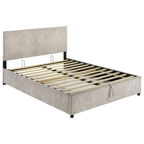 Reeves Beige Upholstered Lift-Top Storage Queen Platform Bed from Coaster - Luna Furniture