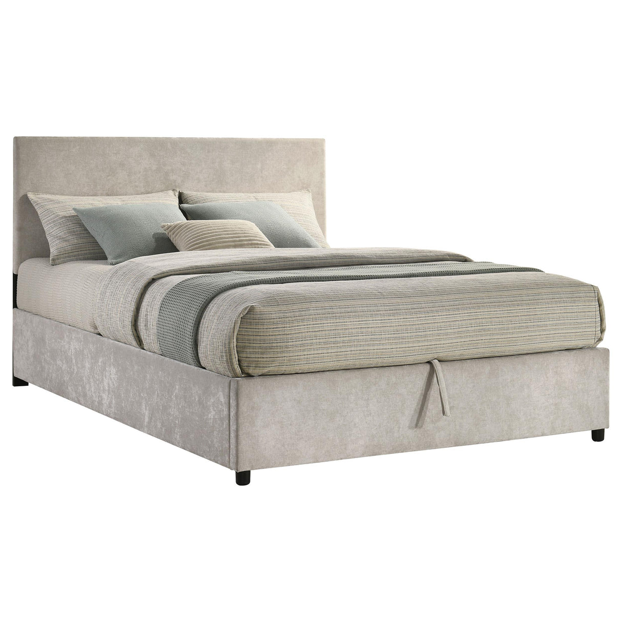 Reeves Beige Upholstered Queen Lift-Top Storage Platform Bed from Coaster - Luna Furniture