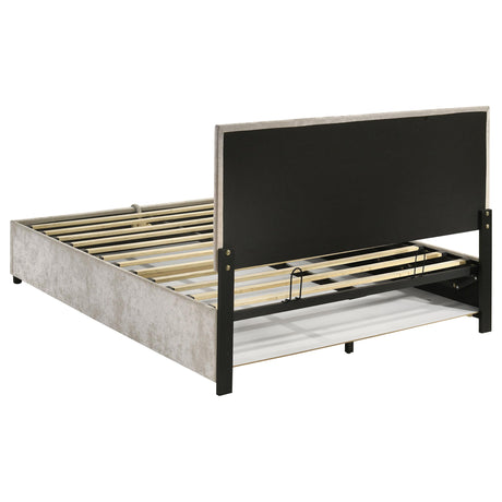 Reeves Beige Upholstered Lift-Top Storage Queen Platform Bed from Coaster - Luna Furniture