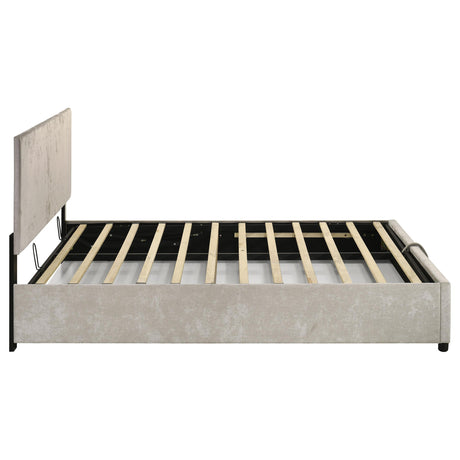 Reeves Beige Upholstered Lift-Top Storage Queen Platform Bed from Coaster - Luna Furniture