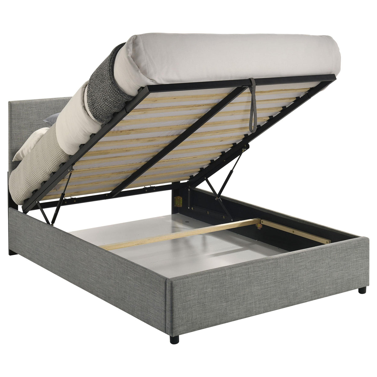 Reeves Gray Upholstered Lift-Top Storage Full Platform Bed from Coaster - Luna Furniture