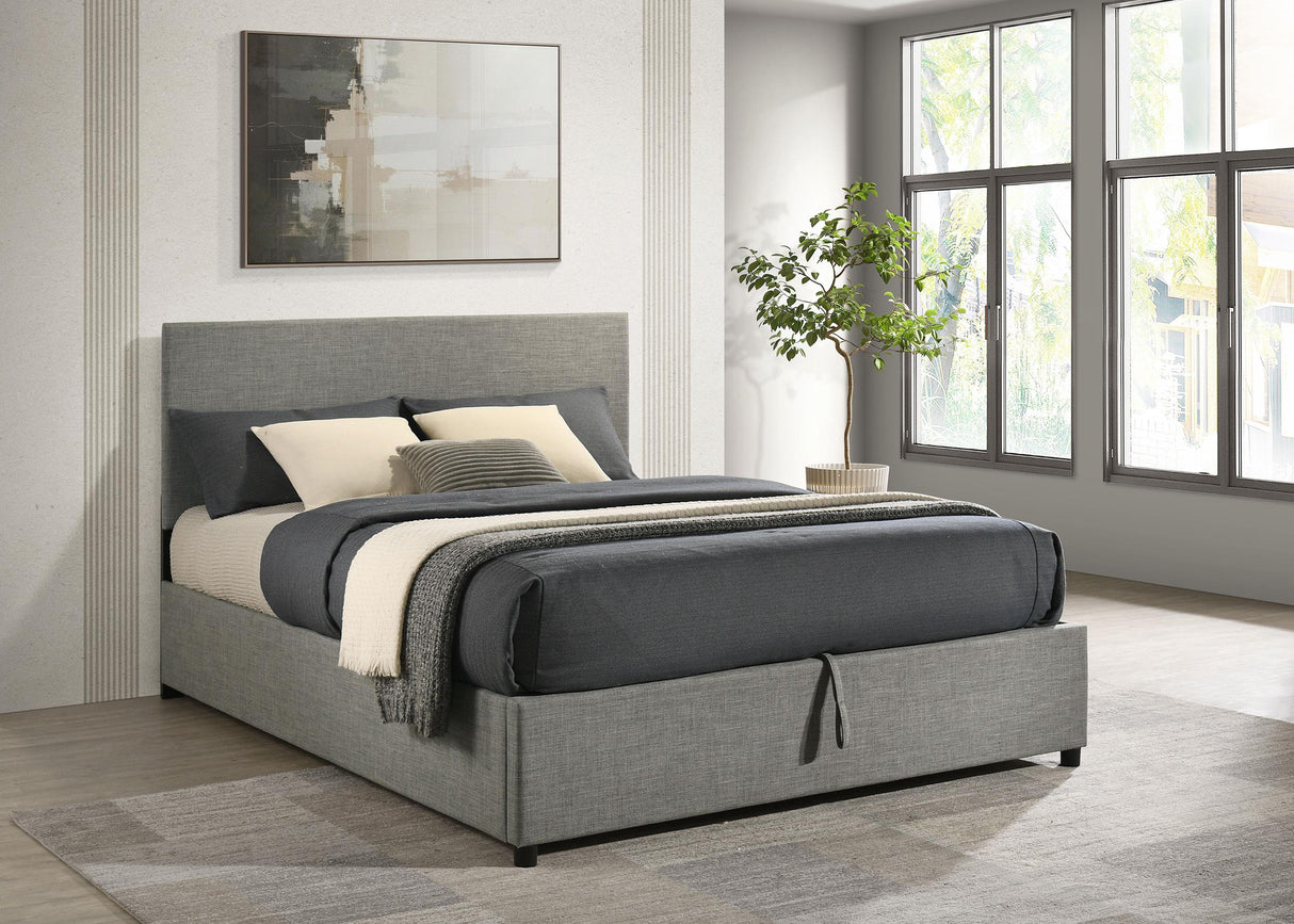 Reeves Gray Upholstered Lift-Top Storage Eastern King Platform Bed from Coaster - Luna Furniture
