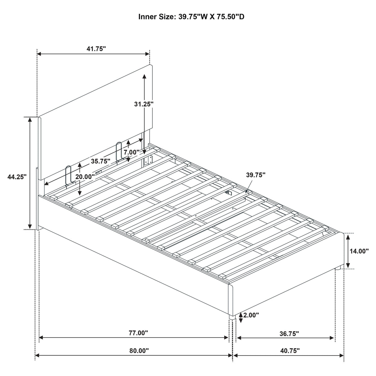 Reeves Gray Upholstered Lift-Top Storage Twin Platform Bed from Coaster - Luna Furniture