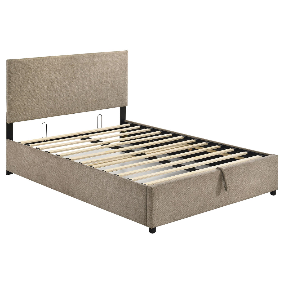 Reeves Tan Upholstered Full Lift-Top Storage Platform Bed from Coaster - Luna Furniture