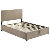 Reeves Tan Upholstered Full Lift-Top Storage Platform Bed from Coaster - Luna Furniture