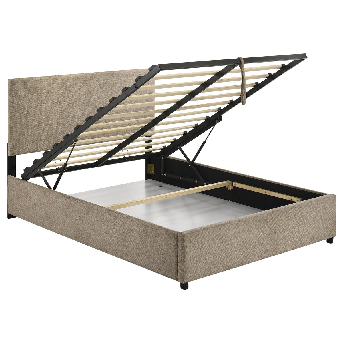 Reeves Tan Upholstered Full Lift-Top Storage Platform Bed from Coaster - Luna Furniture