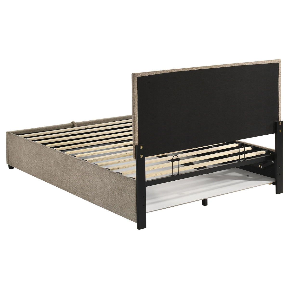 Reeves Tan Upholstered Full Lift-Top Storage Platform Bed from Coaster - Luna Furniture