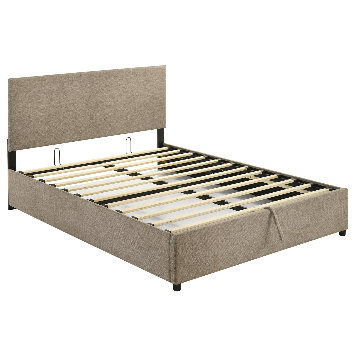 Reeves Tan Upholstered Eastern King Lift-Top Storage Platform Bed from Coaster - Luna Furniture