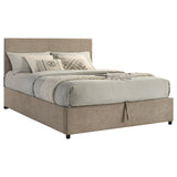 Reeves Tan Upholstered Eastern King Lift-Top Storage Platform Bed from Coaster - Luna Furniture