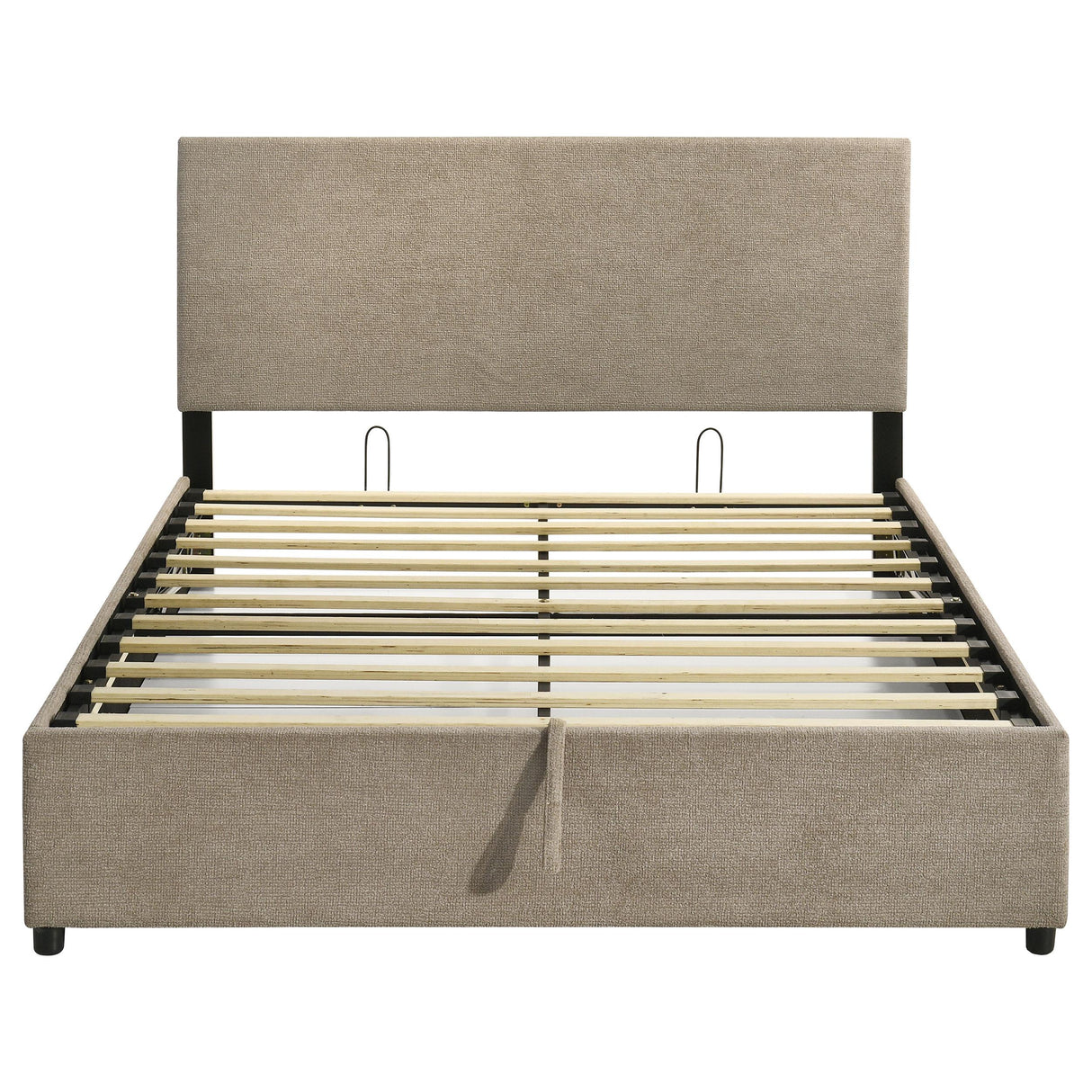 Reeves Tan Upholstered Eastern King Lift-Top Storage Platform Bed from Coaster - Luna Furniture