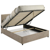 Reeves Tan Upholstered Queen Lift-Top Storage Platform Bed from Coaster - Luna Furniture