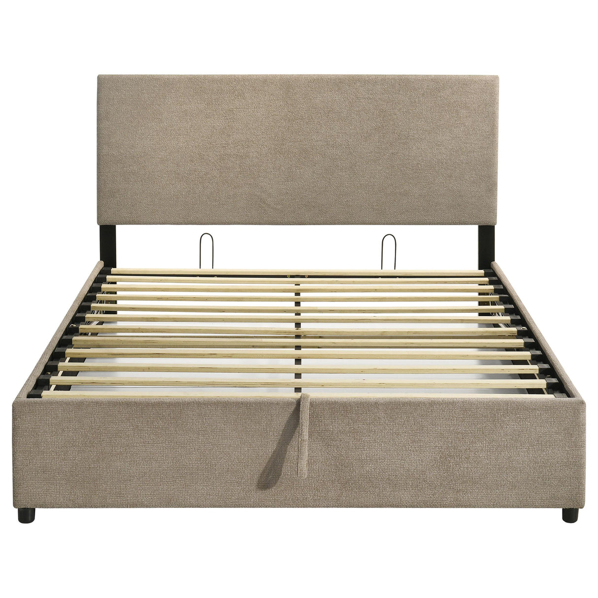 Reeves Tan Upholstered Queen Lift-Top Storage Platform Bed from Coaster - Luna Furniture