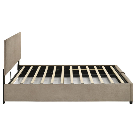 Reeves Tan Upholstered Lift-Top Storage Queen Platform Bed from Coaster - Luna Furniture