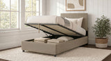 Reeves Tan Upholstered Twin Lift-Top Storage Platform Bed from Coaster - Luna Furniture