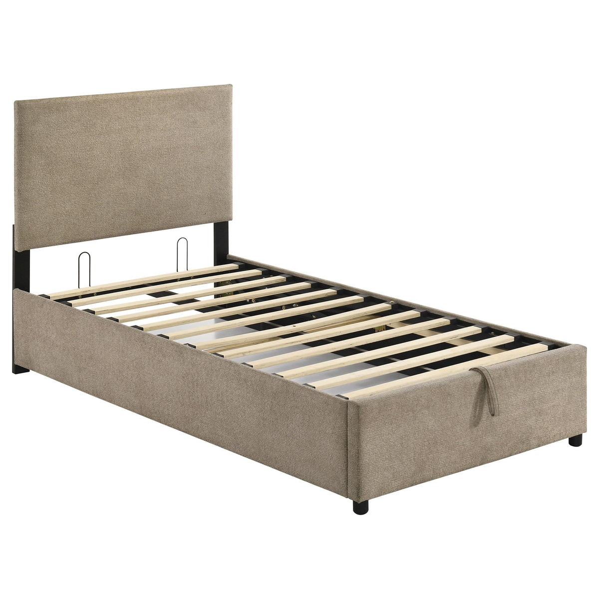 Reeves Tan Upholstered Twin Lift-Top Storage Platform Bed from Coaster - Luna Furniture