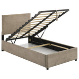 Reeves Tan Upholstered Twin Lift-Top Storage Platform Bed from Coaster - Luna Furniture