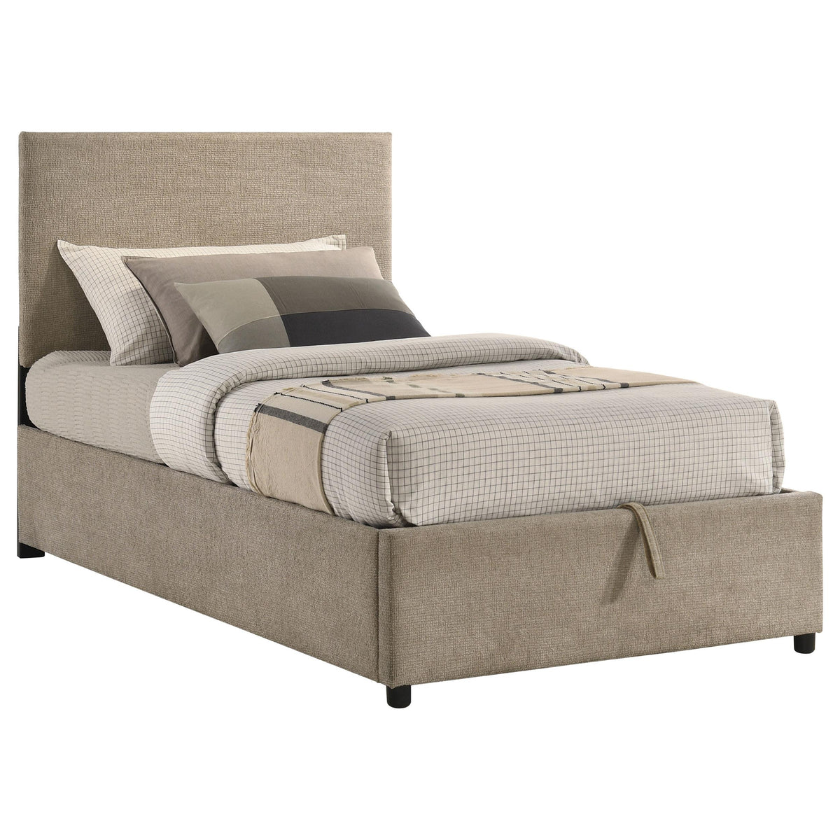 Reeves Tan Upholstered Twin Lift-Top Storage Platform Bed from Coaster - Luna Furniture