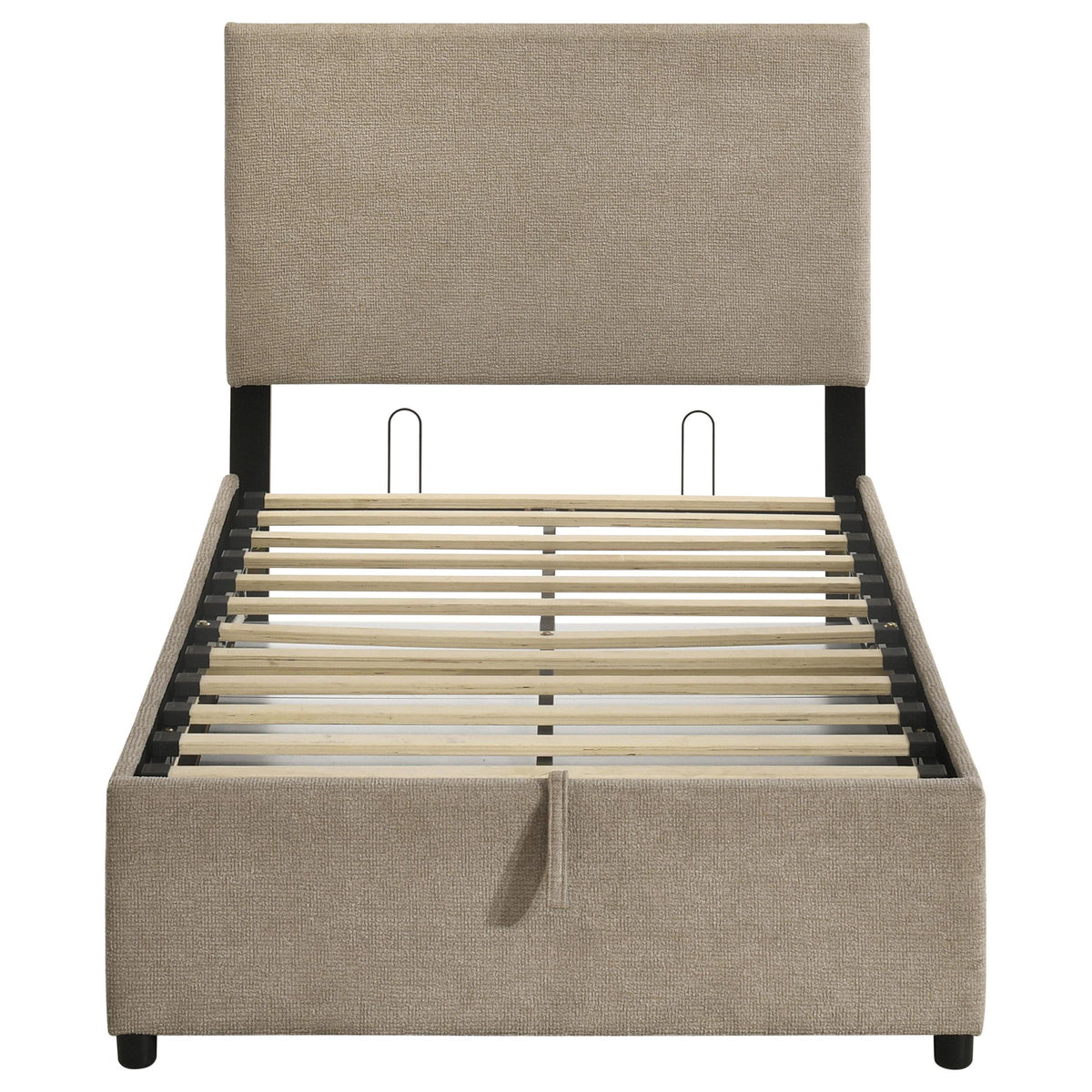 Reeves Tan Upholstered Twin Lift-Top Storage Platform Bed from Coaster - Luna Furniture