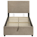 Reeves Tan Upholstered Twin Lift-Top Storage Platform Bed from Coaster - Luna Furniture