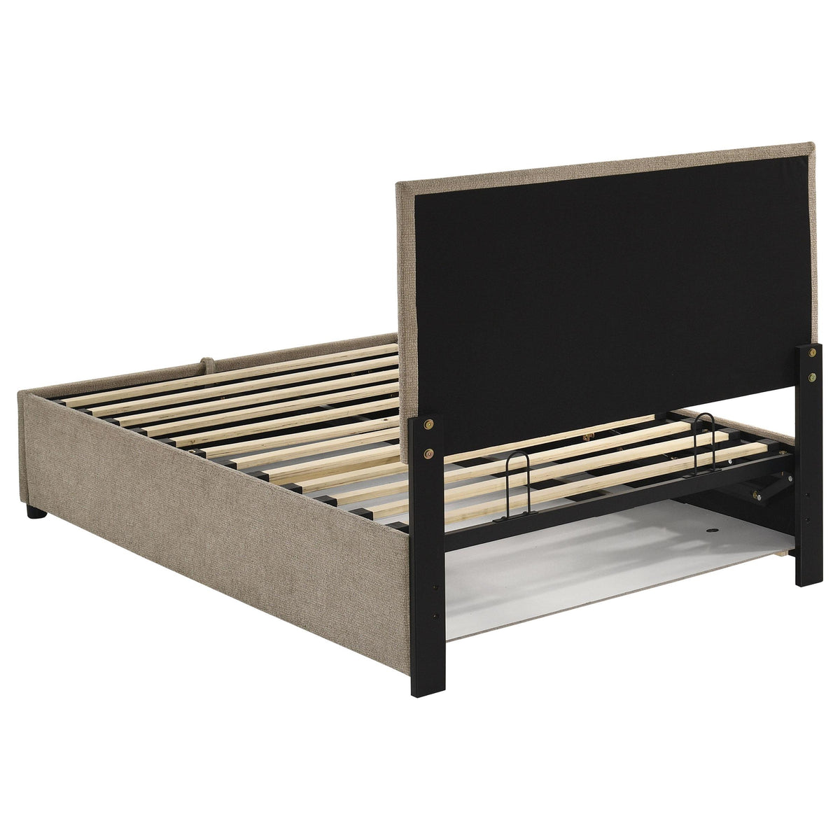 Reeves Tan Upholstered Twin Lift-Top Storage Platform Bed from Coaster - Luna Furniture
