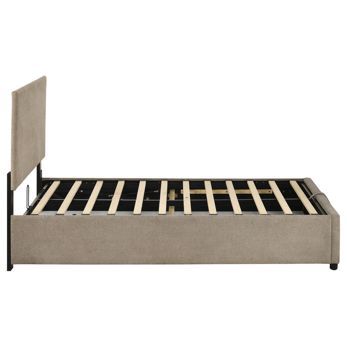 Reeves Tan Upholstered Twin Lift-Top Storage Platform Bed from Coaster - Luna Furniture