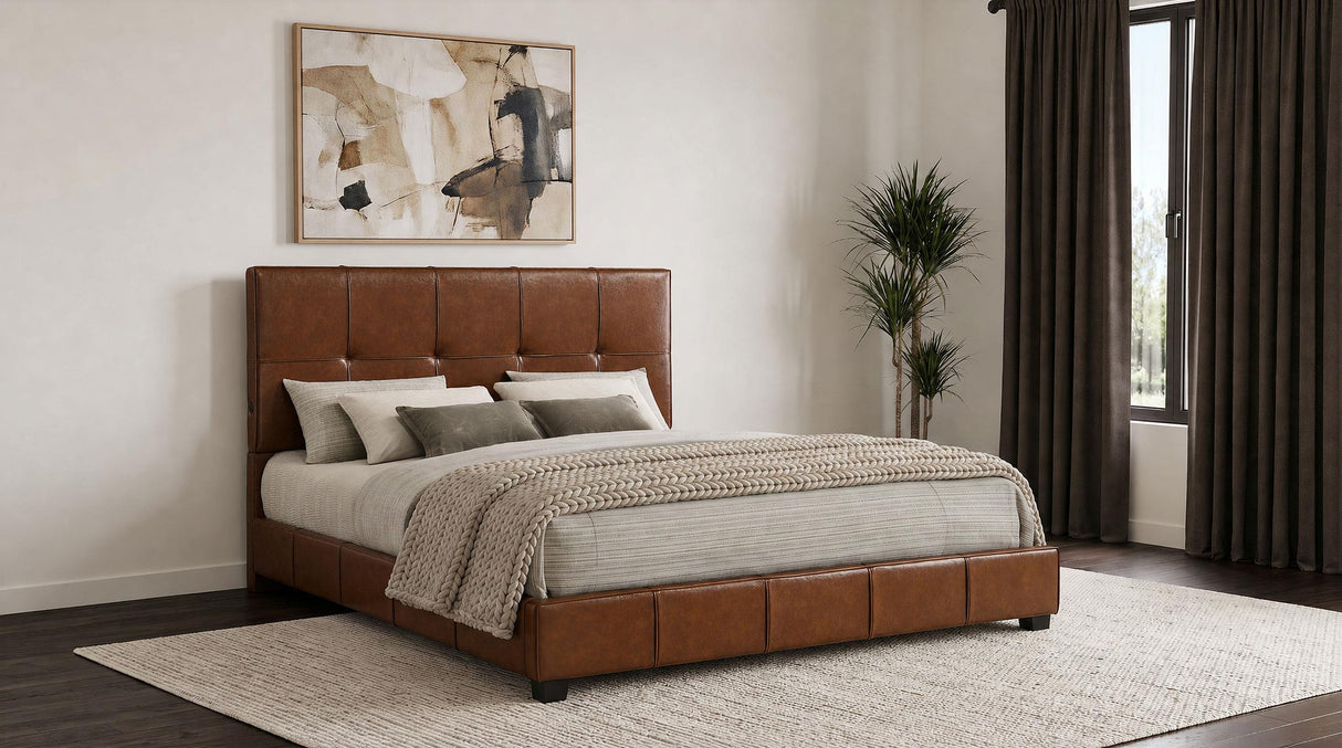 Farrell Brown Leatherette California King Panel Bed from Coaster - Luna Furniture