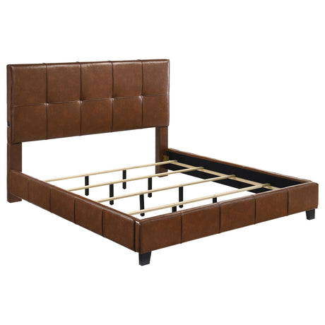 Farrell Brown Leatherette California King Panel Bed from Coaster - Luna Furniture