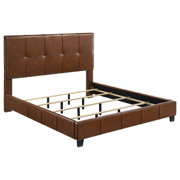 Farrell Brown Leatherette California King Panel Bed