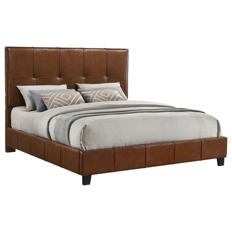 Farrell Brown Leatherette California King Panel Bed from Coaster - Luna Furniture