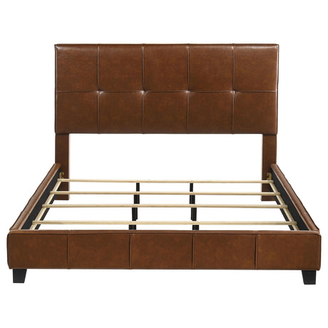 Farrell Brown Leatherette California King Panel Bed from Coaster - Luna Furniture