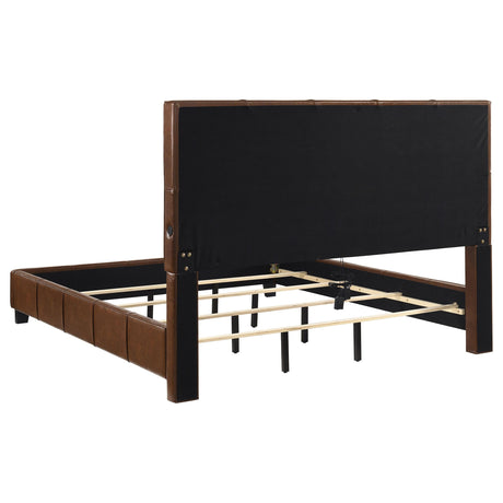 Farrell Brown Leatherette California King Panel Bed from Coaster - Luna Furniture