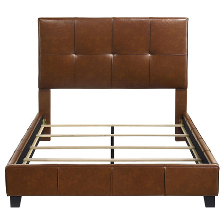 Farrell Brown Leatherette Upholstered Queen Panel Bed from Coaster - Luna Furniture