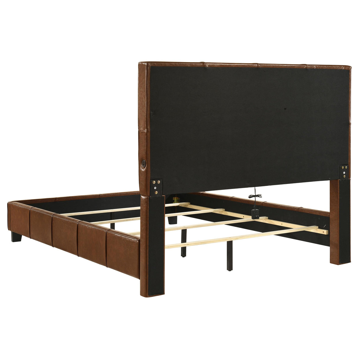 Farrell Brown Leatherette Upholstered Queen Panel Bed from Coaster - Luna Furniture