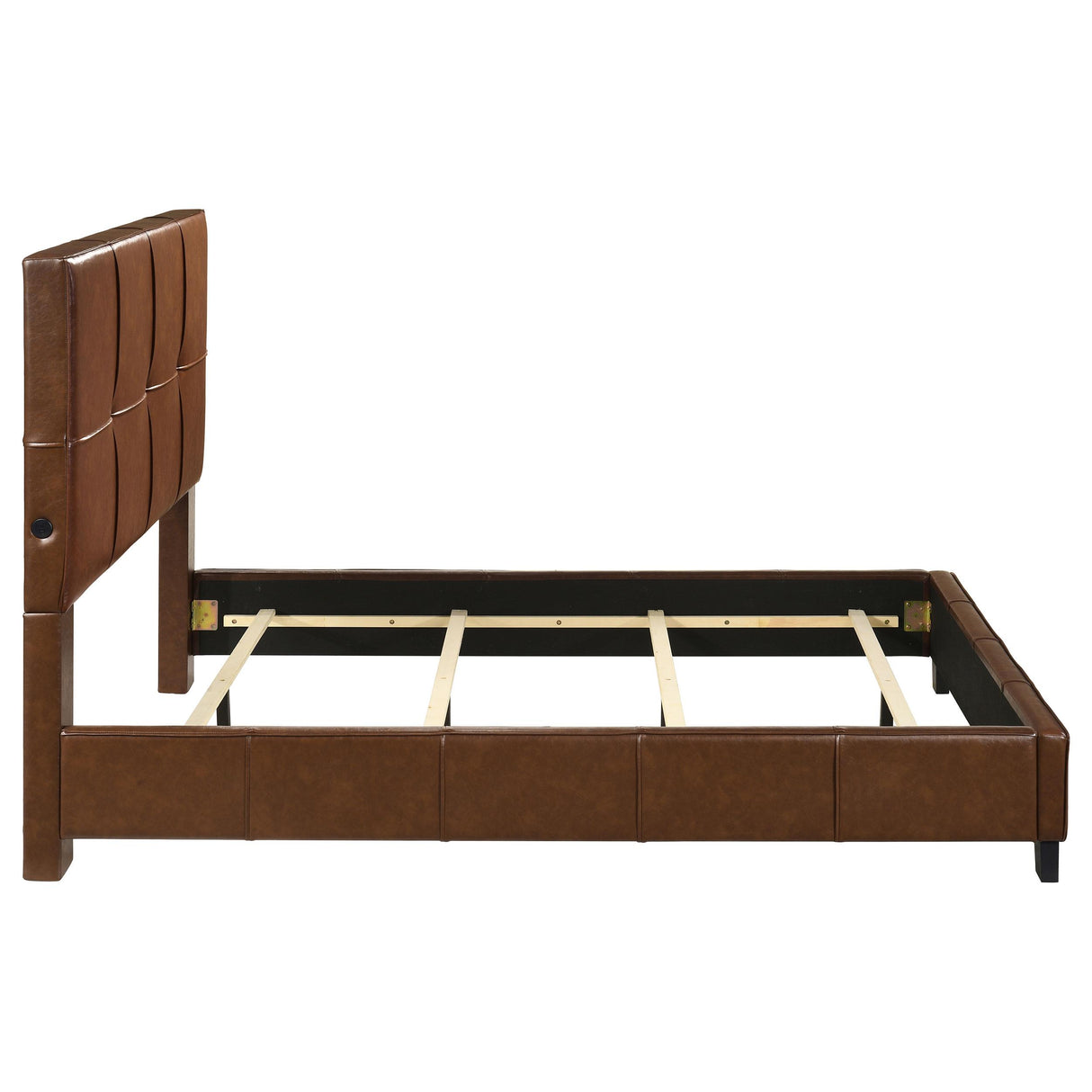 Farrell Brown Leatherette Upholstered Queen Panel Bed from Coaster - Luna Furniture