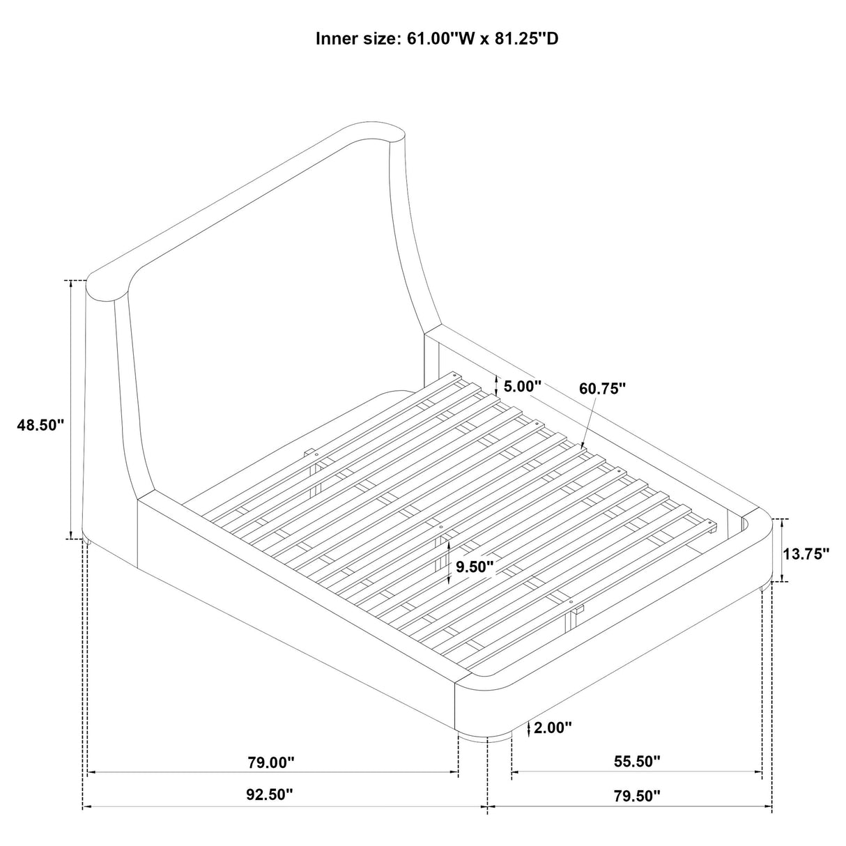 Rennes Gray Upholstered Queen Wingback Platform Bed from Coaster - Luna Furniture