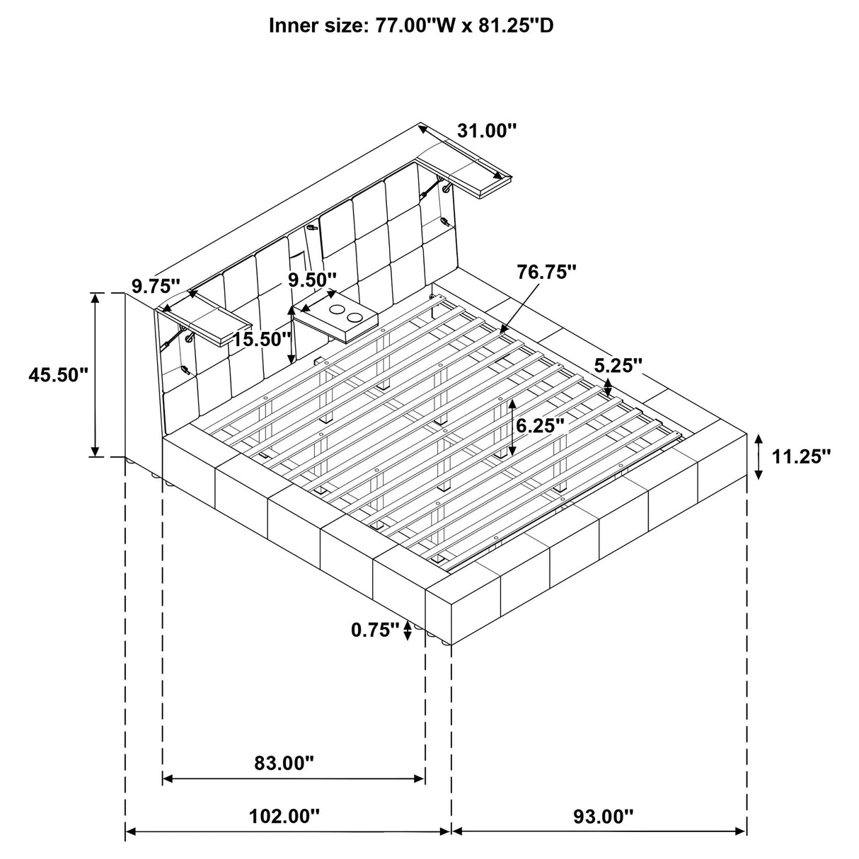 Dreux Gray Upholstered Eastern King Panel Platform Bed from Coaster - Luna Furniture