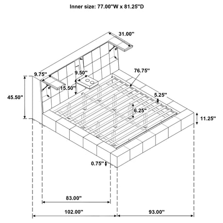 Dreux Gray Upholstered Eastern King Panel Platform Bed from Coaster - Luna Furniture