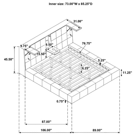 Dreux Gray Upholstered California King Panel Platform Bed from Coaster - Luna Furniture