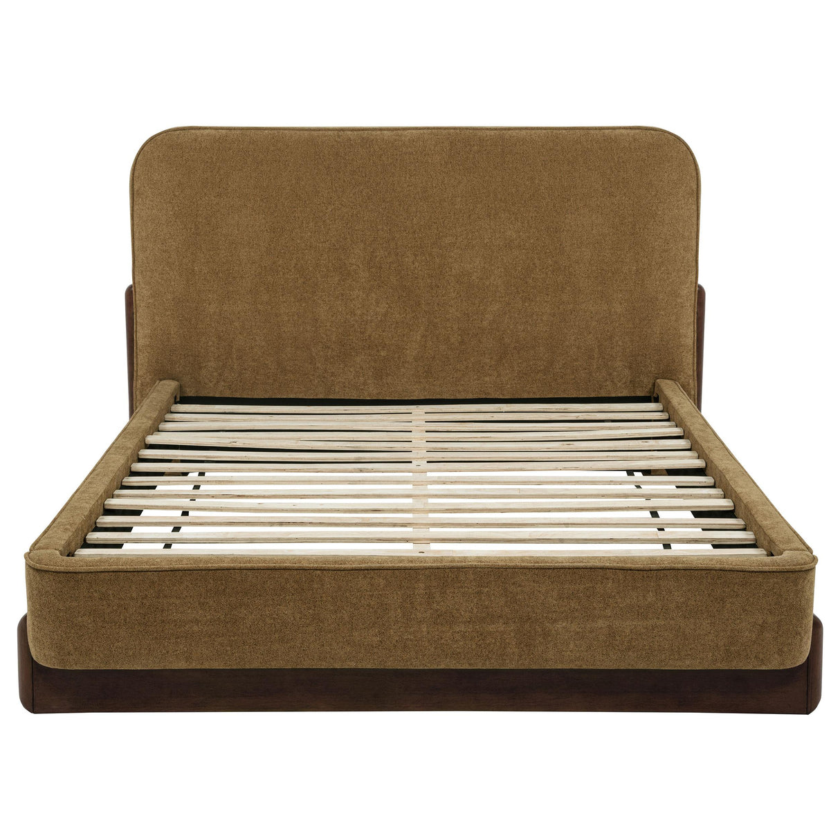 Baldacci Walnut / Curry Upholstered Eastern King Platform Bed from Coaster - Luna Furniture